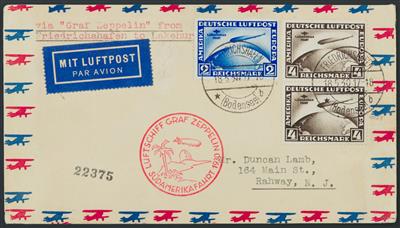 Poststück - D.Reich Zepp. Flug Nr. 438 + 439 (senkr. Paar) - 1. Südamerikafahrt 1930 auf Zepp. Brief nach Rahway, - Francobolli