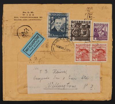 Poststück - Österr. 10S Dollfuß + Nr. 580(2)+583+587 auf - Známky