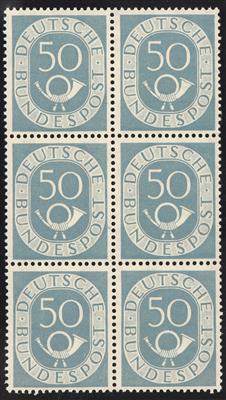 ** - BRD Nr. 134 (50 Pfg. Posthorn) in Einheit zu 6 Stück, - Stamps