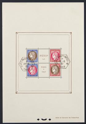**/gestempelt - Frankreich Bl. Nr. 3 (PEXIP) ** (kl. Mgl.) sowie gestempelt mit Sonderstempel vom ersten Verwendungstag, - Briefmarken