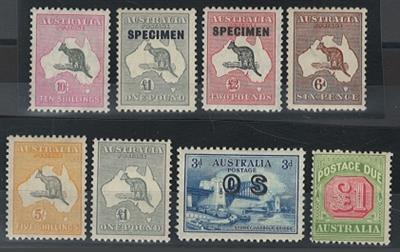 * - Sammlung  Australien Ausg. 1913/1956 m. Dienstm. u. Portom. 1902/09 gestempelt od. *, - Známky