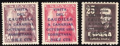 * - Spanien Nr. 985/86 u. Flug  Nr. 987 I (ohne Kontrollnummer) - Auflg. ca. 4000 Stück, - Briefmarken