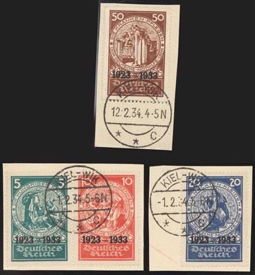 Briefstück - D.Reich Nr. 508/11 aus Block Nr. 2 (Nothilfe) auf 3 Briefstück mit Stpl. KIEL-WIK C 1.2. bzw. 12.2.34, - Stamps