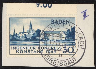 Briefstück - Franz. Zone - Baden Nr. 46II (Ingenieur - Kongress in Type II), - Briefmarken