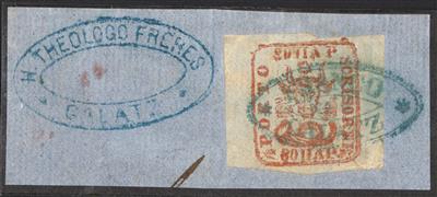 Briefstück - Rumänien Nr. 7 by (80 Parale braunrot) vollbis breitrandiges sehr schönes Stück, - Francobolli