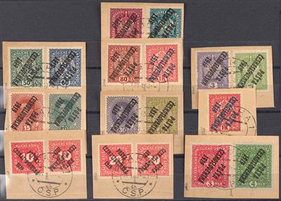 Briefstück - Tschechosl. Nr. 40/41,43/48,50 a u. 50 mit schwarzbl. Aufdruck, - Briefmarken