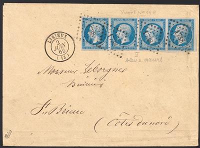 Frankreich Poststück - 1859/62 20 C. blau - Briefmarken