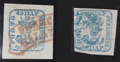 gestempelt - Rumänien Nr. 6 ay breitrandiges Prachtstück mit rotem Stpl. "FRANC(O) GALAT(Z), - Briefmarken