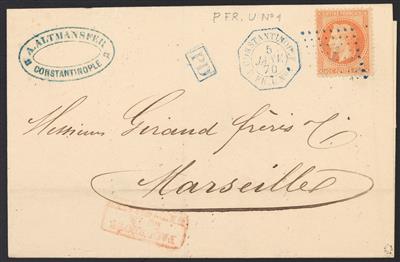 Poststück - Kl. Partie Franz. Schiffspost Mittelmeer aus ca.1869/79, - Známky