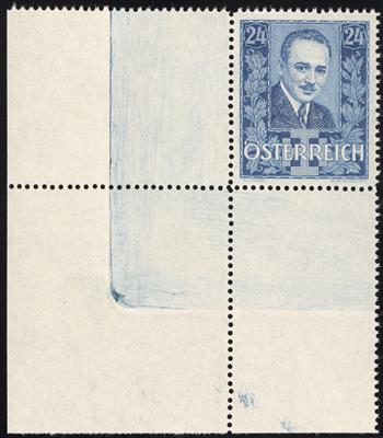 (*) - Österr. Nr. 589PI (24 Gr. Dollfuss als gezähnte Farbprobe in Farbtype VII von der linken unteren Bogenecke), - Briefmarken