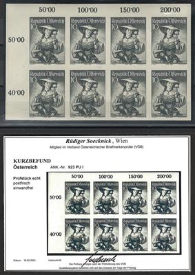 ** - Österr. Nr. 926PUI (UNGEZÄHNT) in Einheit zu 8 Stück von der linken oberen Bogenecke, - Stamps