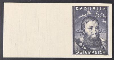 ** - österr. Nr. 961U (Andreas Hofer ungezähnt) vom linken Bogenrand, - Stamps