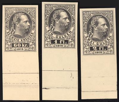 (*) - Österr. Telegrafenmarke Nr. 10 P./17 P. Bogenproben in Schwarz auf Kartonpapier, - Stamps