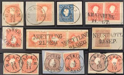 Briefstück - Österr. - Abstempelungen auf Ausgabe 1858 Krain, - Briefmarken