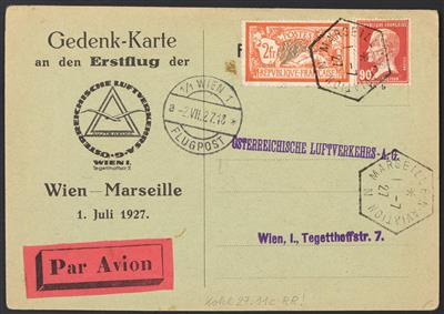 Poststück - Österr. I. Rep./Frankreich 1927 Erstflug Wien-Genf-Marseille, - Briefmarken