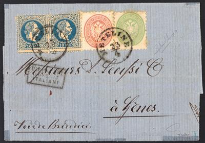 Poststück - Österr. Levante 1869, - Briefmarken