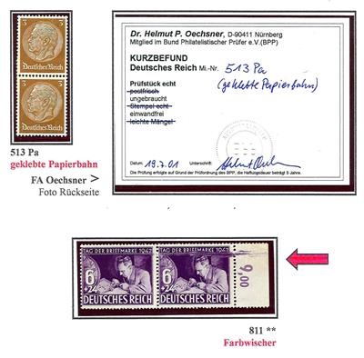 **/* - D.Reich - Partie Abarten und Plattenfehler ab ca. 1934 u.a. mit Verzähnungen, - Stamps