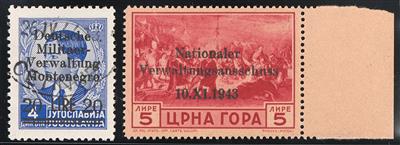 **/gestempelt/Briefstück/(*) - D. Bes. WK II - Sammlung Montenegro u.a. mit Nr. 1/9 gestempelt gepr. Krischke, - Stamps