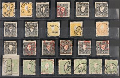 gestempelt/Briefstück - Österr. Monarchie - Spezialpartie Ausg. 1858 u.a. mit Nr. 10Ib dunkelgelb, - Stamps
