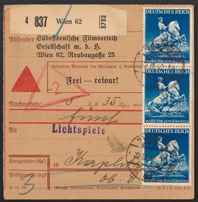 Poststück - Neubau ca. 35 (Nachnahme/ Wert/Dringend/Beutelpost etc.) Paketkarten des 3. Reiches, - Briefmarken