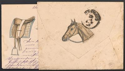 Poststück - Österr. Ausg. 1883 - 4 PFERDE-Zierbriefe, - Francobolli