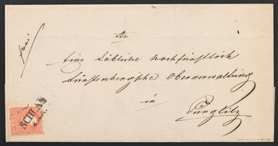 Poststück - Österr. Nr. 13 II auf Faltbriefhülle vom 2. November 1858, - Briefmarken