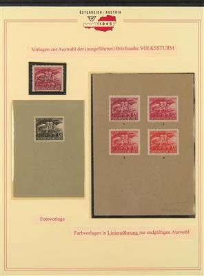 Poststück - Volkssturm 1945 vier Farbproben - Známky