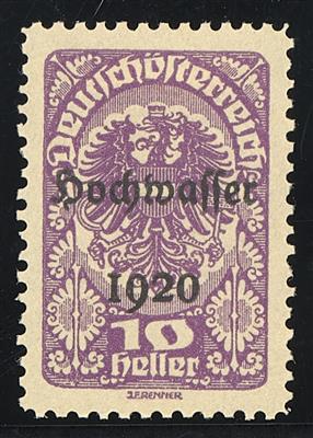 (*) - Österr. 1921 - 10 Heller Hochwasserserie Farbprobe in Lila auf gelblichem Papier (ANK Nr. 341P), - Briefmarken