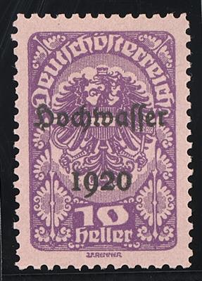 (*) - Österr. 1921 - 10 Heller Hochwasserserie Farbprobe in Lila auf rosa Papier (ANK Nr. 341 P), - Známky