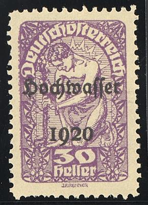 (*) - Österr. 1921 - 30 Heller Hochwasserserie Farbprobe in Violett auf gelblichem Papier (ANK Nr. 345 P), - Známky