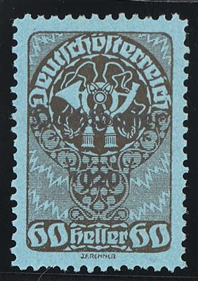 (*) - Österr. 1921 - 60 Heller Hochwasserserie Farbprobe in Braun auf bläulichem Papier (ANK Nr. 348P), - Briefmarken