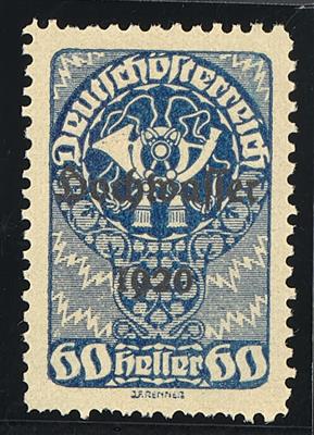 (*) - Österr. 1921 - 60 Heller Hochwasserserie Farbprobe in Dunkelblau auf gelblichem Papier (ANK Nr. 348P), - Stamps