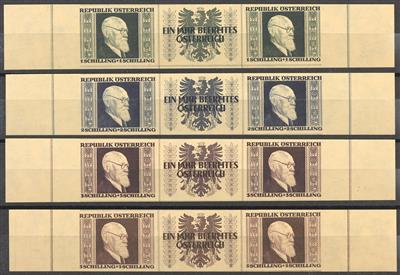 ** - Österr.   ANK. Nr. 780 B/ /783 B (Renner geschn.) waagr. Paar m. Zierfeld Wappen postfr., - Briefmarken