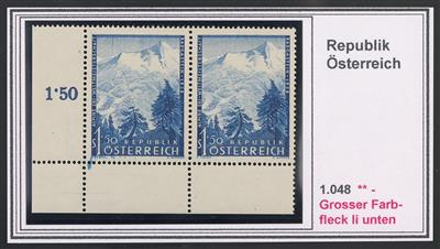 ** - Österr. Nr. 1048 (Alpine Ski WM 1958) - 2 linke untere Eckrandpaare, - Známky