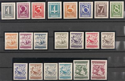 ** - Österr. Ziffern-Serie kpl. ungez. (ANK. Nr. 447 U/ 467 U), - Stamps