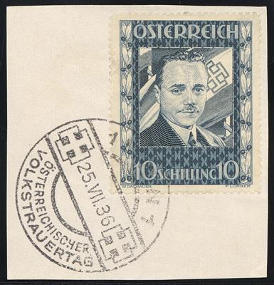 Briefstück - Österr. I. Rep. - 10S DOLLFUSS mit Volkstrauertag - Sonderstempel von Wien 1 auf Briefstück, - Stamps