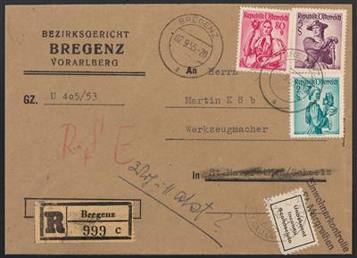 Poststück - Partie Poststücke meist von bzw. nach Vorarlberg bzw. Tirol aus ca. 1945/1955, - Známky