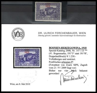 ** - Bosnien Nr. 147ID (41. Bogenmarke 191"3" statt 191"8", - Briefmarken