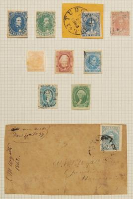 */gestempelt/Poststück - USA Konföderierte Staaten 9 Werte u. 1 Poststück, - Briefmarken