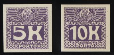 ** - Österr. Porto Nr. 45U/46U (5K und 10K UNGEZÄHNT), - Briefmarken