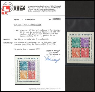 ** - Schweiz Block Nr. 1 (NABA-Block) postfr. Prachtblock - Stamps