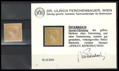 (*) - SPERATI - FÄLSCHUNG von Österr. Nr. 7 (Gelber Merkur), - Briefmarken