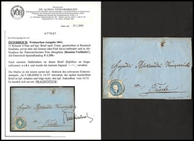 Poststück - Bosnien - VORLÄUFER - Österr. Nr. 22 auf kompl. Faltbrief aus 1863, - Briefmarken