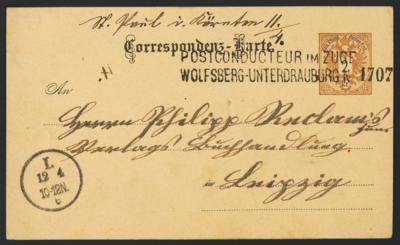 Poststück - Österr 1888 - Bahnpost: "POSTCONDUCTEUR IM ZUGE/ WOLFSBERG - UNTERDRAUBURG N(o)1707", - Briefmarken