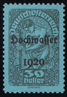 (*) - Österr. 1921 - 30 Heller Hochwasserserie Farbprobe in Grau auf bläulichem Papier (ANK Nr. 345 P), - Francobolli