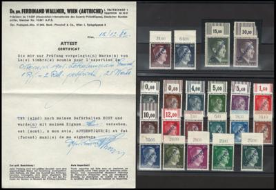 ** - Österr. 1945 - Lokalausgabe GMÜND Nr. 17/37 (1 Pfg./2 RM einheitlich in Aufdrucktype IIA) vom Bogenoberrand, - Briefmarken
