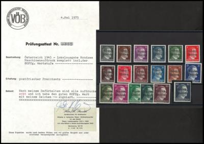 ** - Österr. 1945 - Lokalausgabe MONDSEE - kompletter Satz in Type I (1 Pfg. bis 80 Pfg.), - Briefmarken