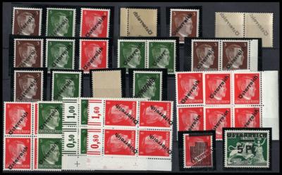 ** - Österr. 1945 - Partie meist Plattenfehler und Druckzufälligkeiten Wien I/III, - Stamps