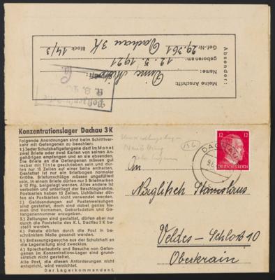 Poststück - 3 KZ DACHAU Vordruckbriefe nach ASSLING (Gau Kärnten) an die Eltern an Privatadresse, - Stamps