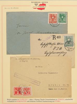 Poststück - Bezirk St. Pölten 1945 - über 30 Belege meist gute Durchschnittserh., - Briefmarken